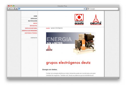 Sitio web Rectificaciones Acosta - sección