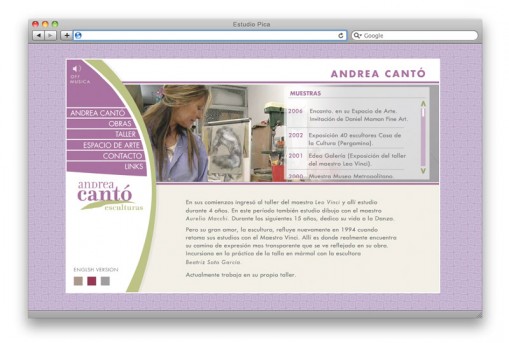 Sitio web Andrea Cantó - sección