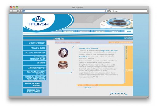Sitio web Thorsa - sección